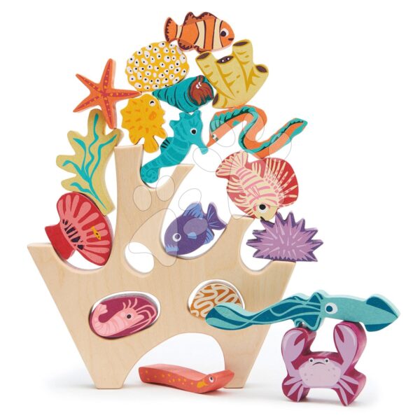 Drevený koralový útes Stacking Coral Reef Tender Leaf Toys s 18 rybami a morskými živočíchmi od 18 mesDrevený koralový útes Stacking Coral Reef Tender Leaf Toys s 18 rybami a morskými živočíchmi od 18 mes