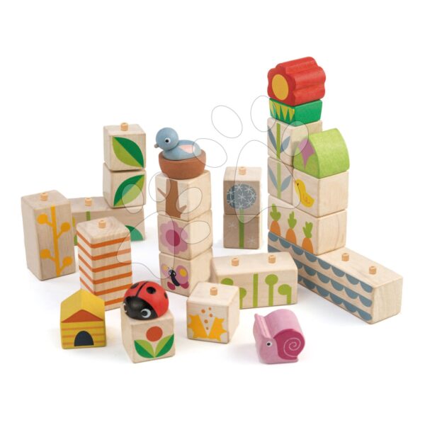 Drevené kocky na záhrade Garden Blocks Tender Leaf Toys s maľovanými obrázkami 24 dielov od 18 mesDrevené kocky na záhrade Garden Blocks Tender Leaf Toys s maľovanými obrázkami 24 dielov od 18 mes