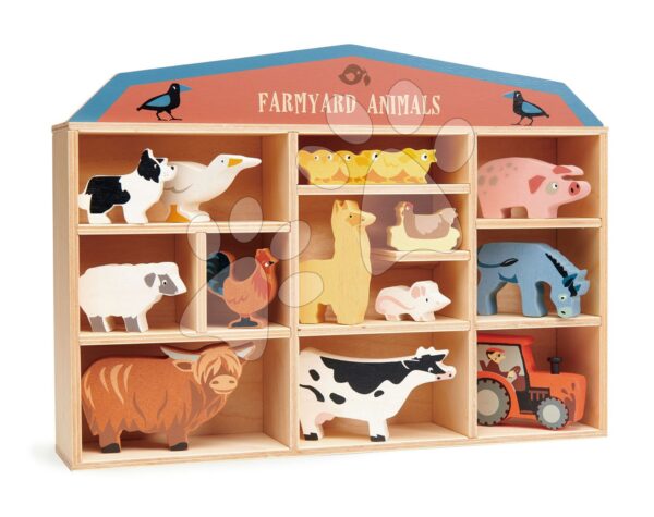 Drevené domáce zvieratká na poličke 13 ks Farmyard set Tender Leaf ToysDrevené domáce zvieratká na poličke 13 ks Farmyard set Tender Leaf Toys