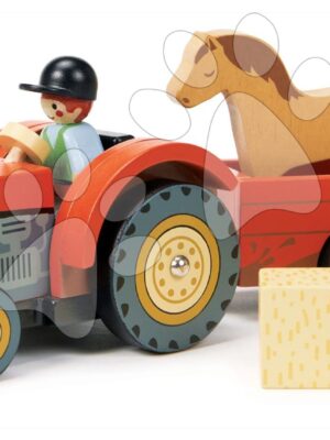 Drevený traktor s vlečkou Farmyard Tractor Tender Leaf Toys s figúrkou farmára a zvieratkami od 18 mesDrevený traktor s vlečkou Farmyard Tractor Tender Leaf Toys s figúrkou farmára a zvieratkami od 18 mes