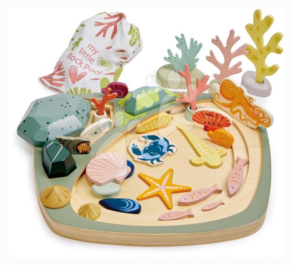 Drevená didaktická skladačka Morský svet My Little Rock Pool Tender Leaf Toys 33 dielov v textilnej taškeDrevená didaktická skladačka Morský svet My Little Rock Pool Tender Leaf Toys 33 dielov v textilnej taške