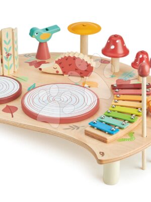 Drevený hudobný stôl Musical Table Tender Leaf Toys s bubnami xylofónom píšťalkouDrevený hudobný stôl Musical Table Tender Leaf Toys s bubnami xylofónom píšťalkou